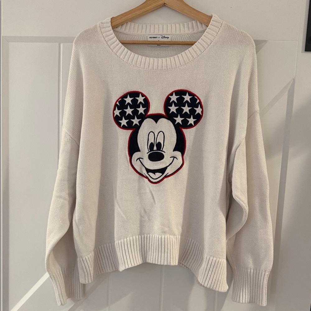 Disney Women's Cream Mickey Mouse Star Sweater
